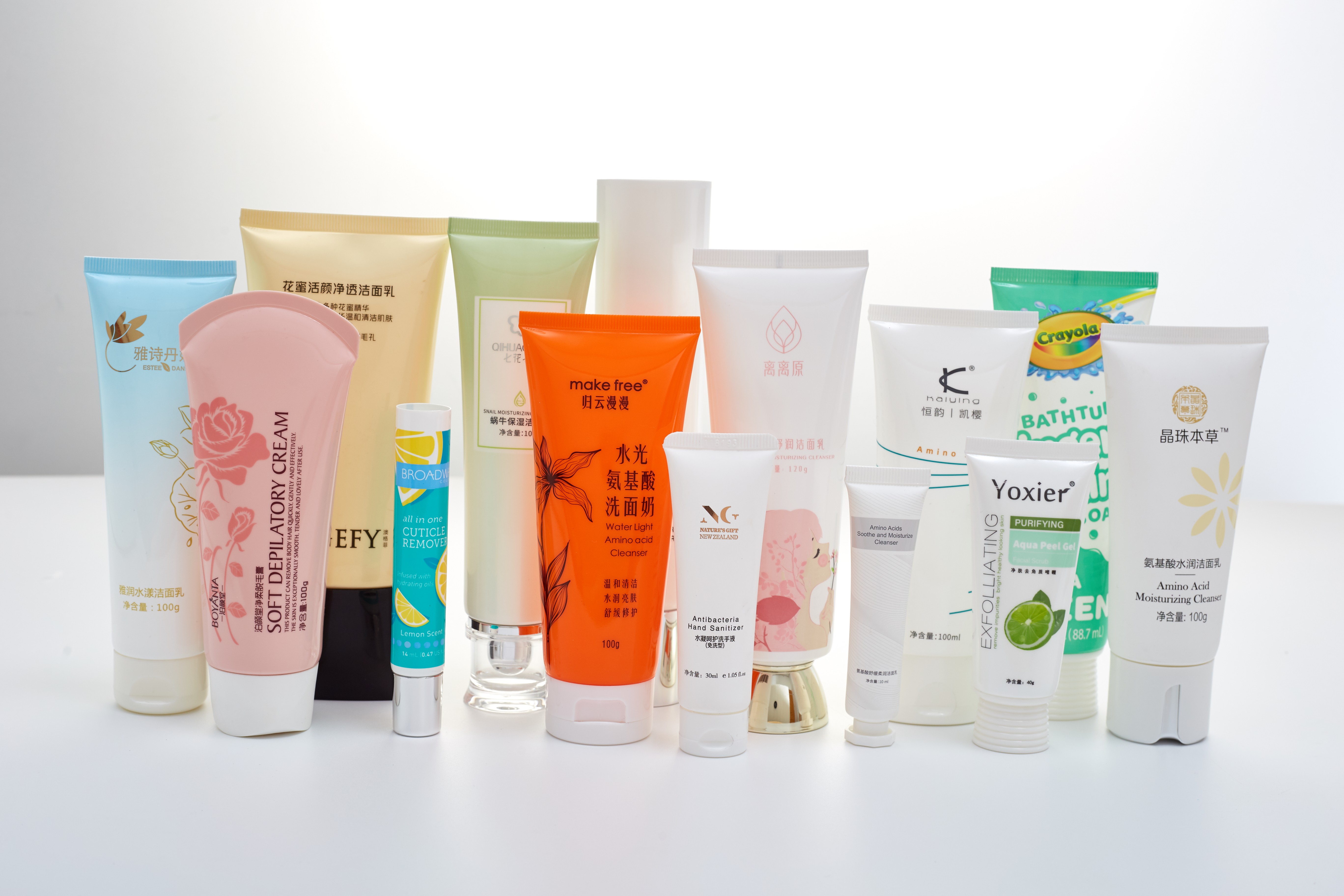 Custom 50g 100g Empty Skincare Collapse PE Cosmetic Soft Tube Tubo suave cosmético vacío de encargo del colapso PE del cuidado de la piel de 50g 100g